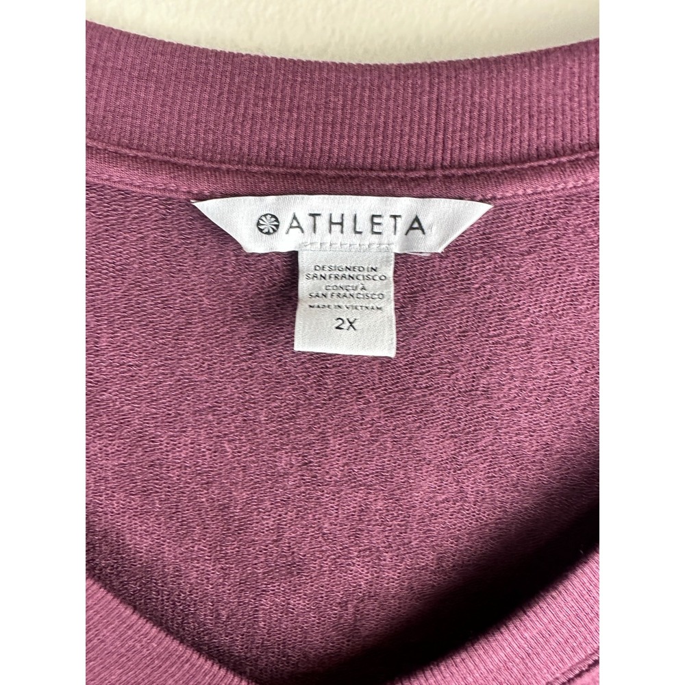NEW Athleta Step Forward Sweatshirt Tee Aubergine Purple V-Neck Plus Size 2X - Picture 5 of 11